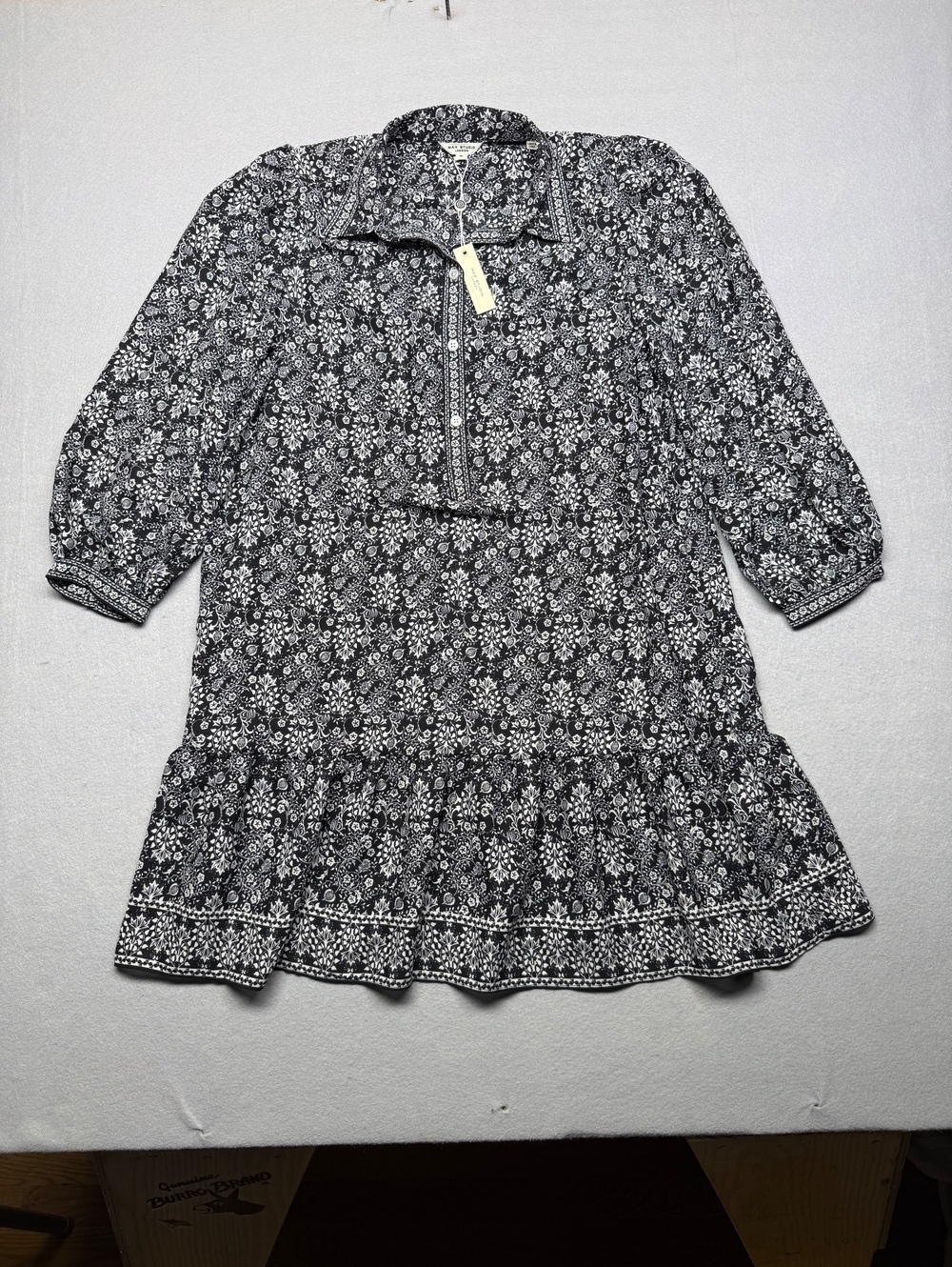 Max Studio Floral Print Dress Women Medium Black White